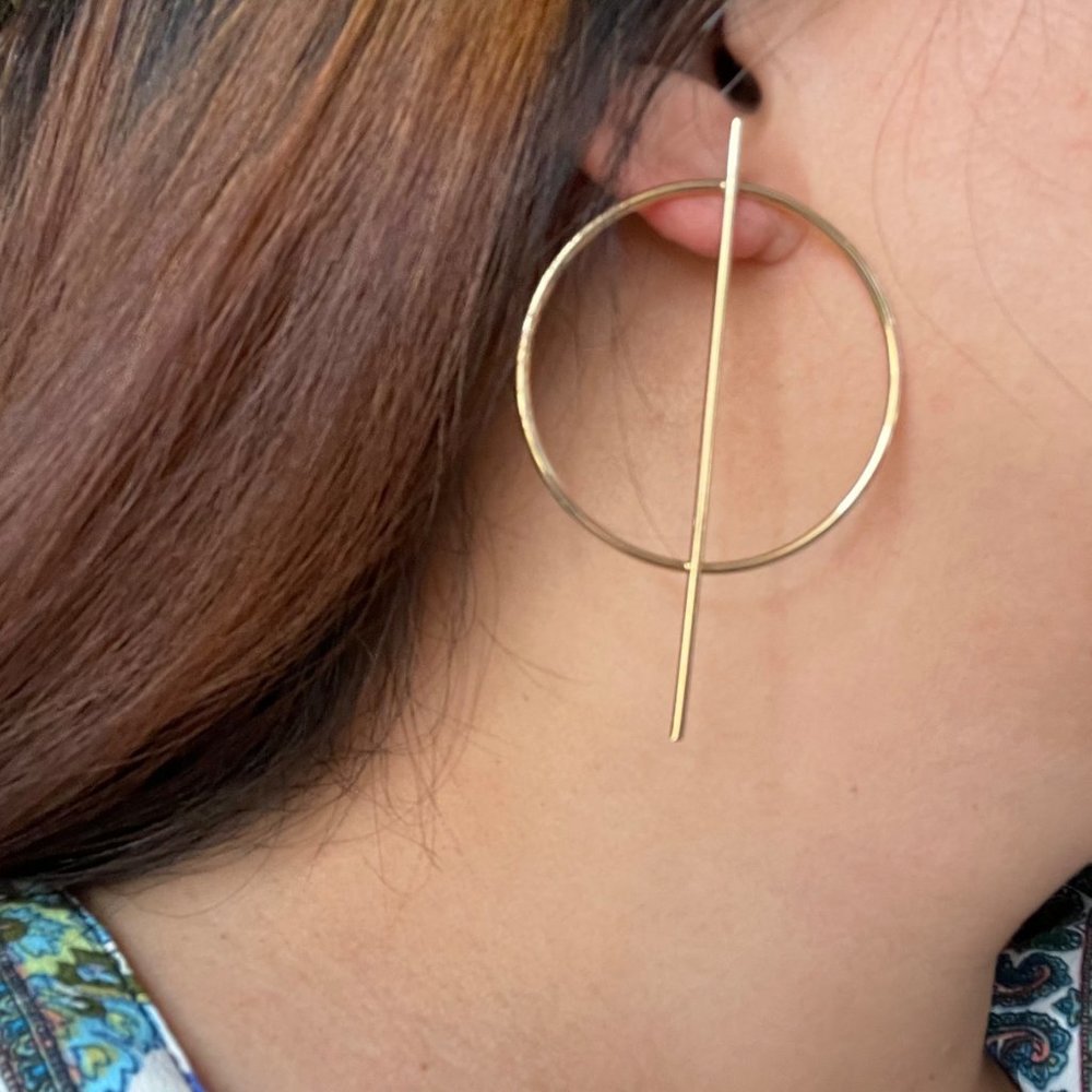 Circular Geometric Drop Dangle Statement Earrings Dold - Picture 2 of 7